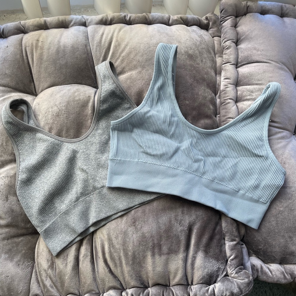 Aerie ribbed blue bralettes
